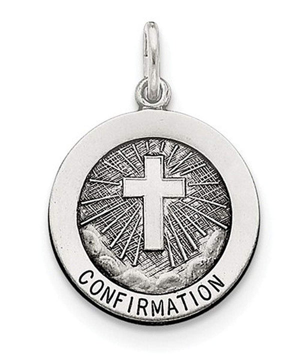 Sterling Silver Antiqued Confirmation Medal (20X19MM)