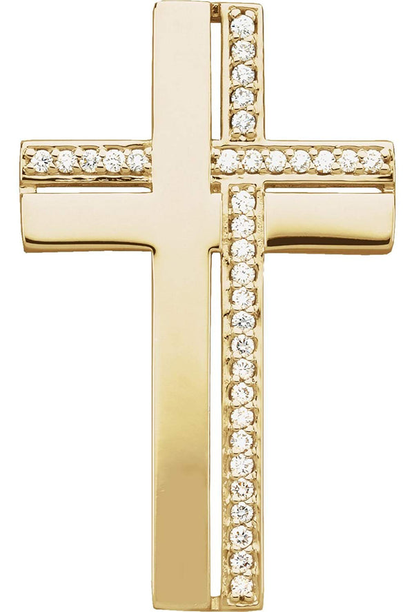 Diamond Latin Cross 14k Yellow Gold Pendant