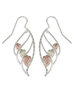 Angel Wing Earrings, Sterling Silver, 12k Green and Rose Gold Black Hills Gold Motif