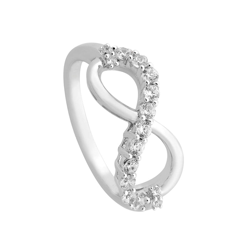 Infinity CZ Rhodium Plated Sterling Silver Ring