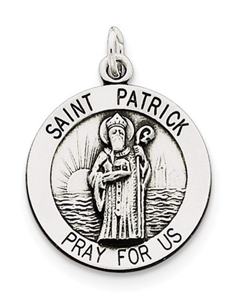 Sterling Silver Antiqued Saint Patrick Medal (25X18MM)