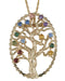 Multi Gemstone Tree Pendant Necklace, 10k Yellow Gold, 12k Green and Rose Gold Black Hills Gold Motif, 18"