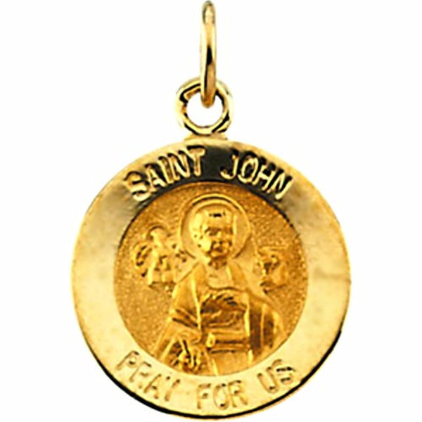 14k Yellow Gold Round St. John the Evangelist Medal (15X15 MM)