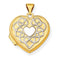 Rhodium Plate 14k Yellow Gold Filligree Heart Reversible Locket Necklace, 20"