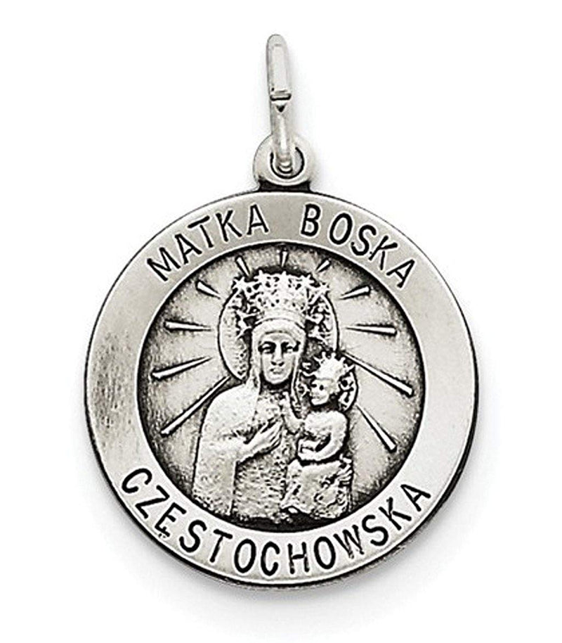 Sterling Silver Antiqued Matka Boska Medal (25X18MM)