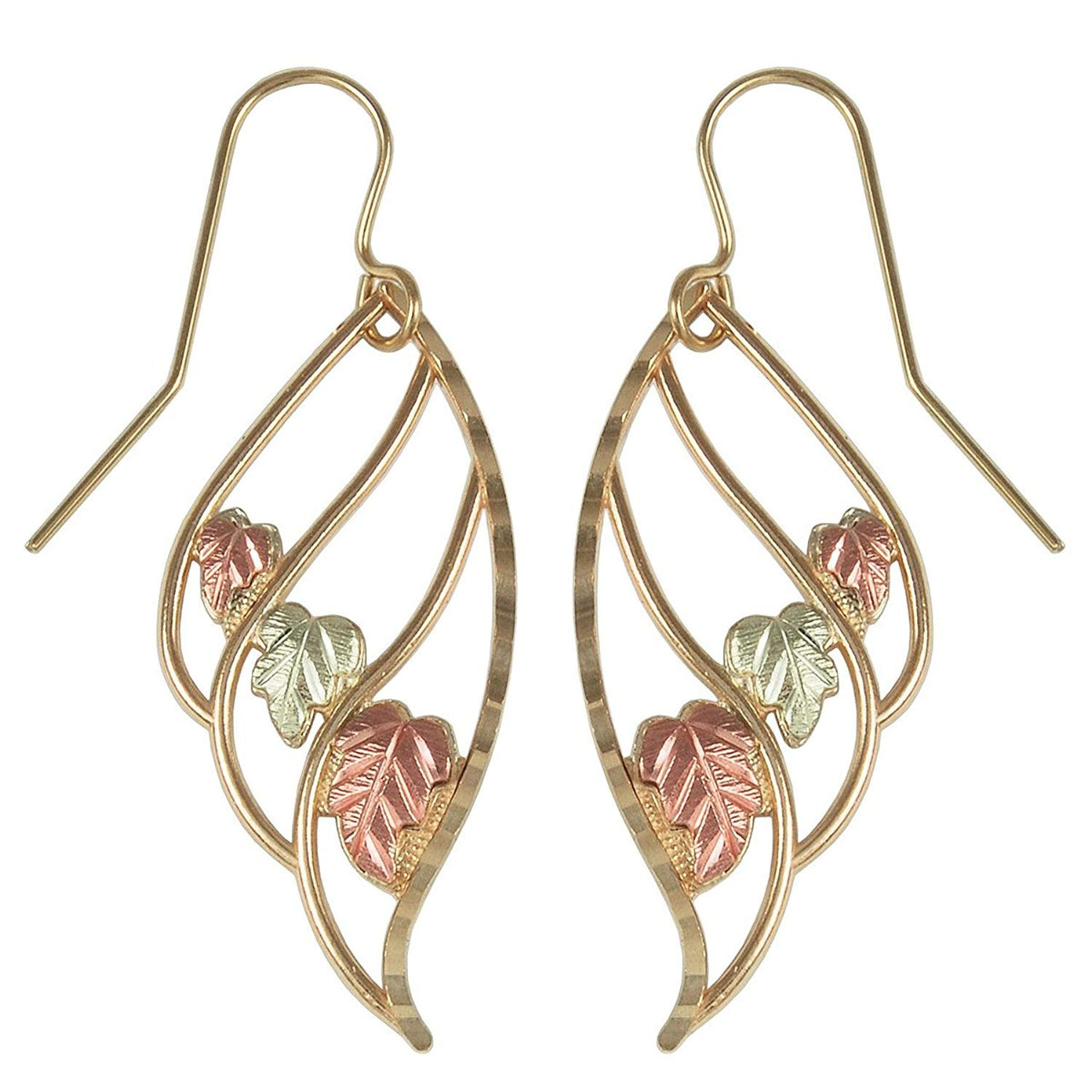 Angel Wing Earrings, 10k Yellow Gold, 12k Green Gold, 12k Rose Gold Black Hills Gold