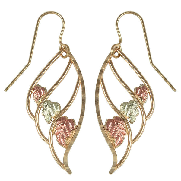 Angel Wing Earrings, 10k Yellow Gold, 12k Green Gold, 12k Rose Gold Black Hills Gold