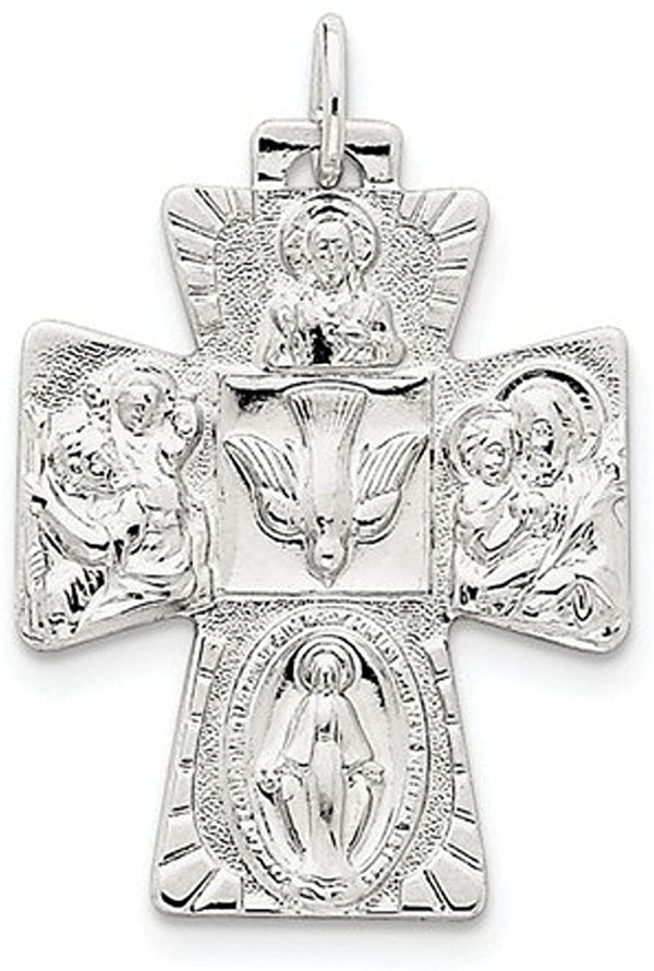 Sterling Silver 4-Way Cross Medal (35X22MM)