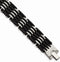 Men's Stainless Steel 15mm Black Rubber Bracelet, 8.25 Inches