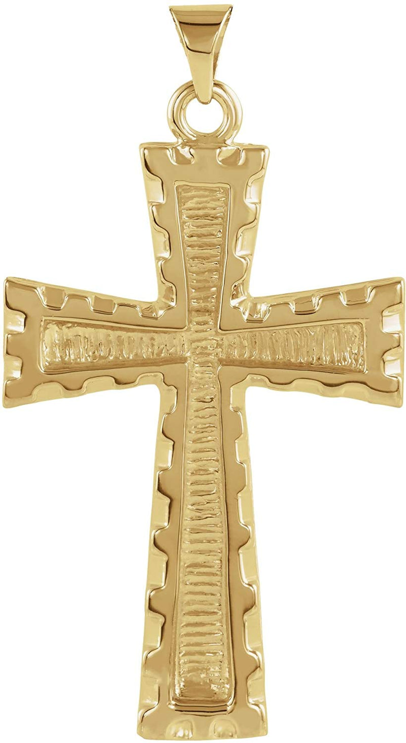 Inlay Christian Cross 14k Yellow Gold Pendant (34.00X23.00 MM)