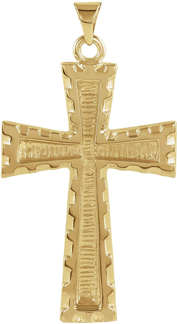 Inlay Christian Cross 18K Yellow Gold Pendant (34.00X23.00 MM)