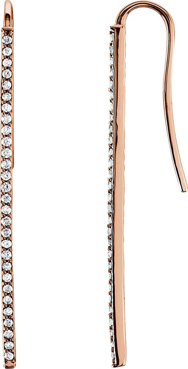 Diamond Vertical Bar Earrings, 14k Rose Gold (1/4 Ctw, Color H+, Clarity I1)