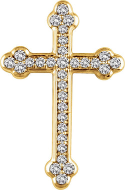 Diamond Botonée Cross 14k Yellow Gold Pendant (.25 Ctw, H+ Color, I1 Clarity)