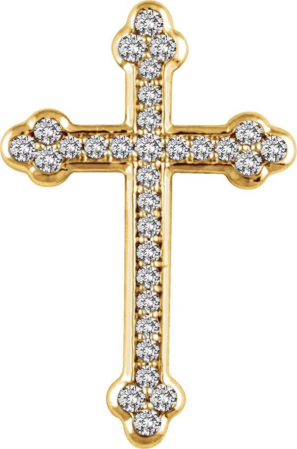 Diamond Botonée Cross 14k Yellow Gold Pendant (.25 Ctw, H+ Color, I1 Clarity)