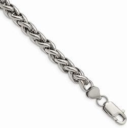 Men's Stainless Steel 6mm Basket Weave Bracelet, 8.5 Inches