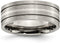 Brushed Titanium, Sterling Silver Inlay 8mm Grooved Flat Comfort-Fit Band, Size 12.5