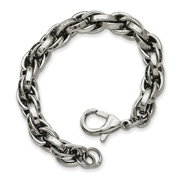 Men's Polished Stainless Steel 10mm Oval Link Bracelet, 8.5"