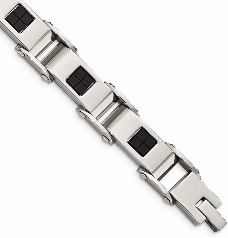 Men's Black IP Stainless Steel, Link Bracelet, 8.5 Inches