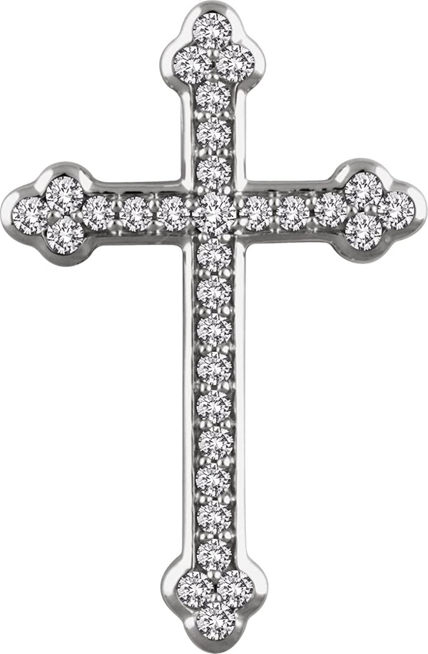 Diamond Botonée Cross Rhodium-Plated 14k White Gold Pendant (.5 Ctw, H+ Color, I1 Clarity)