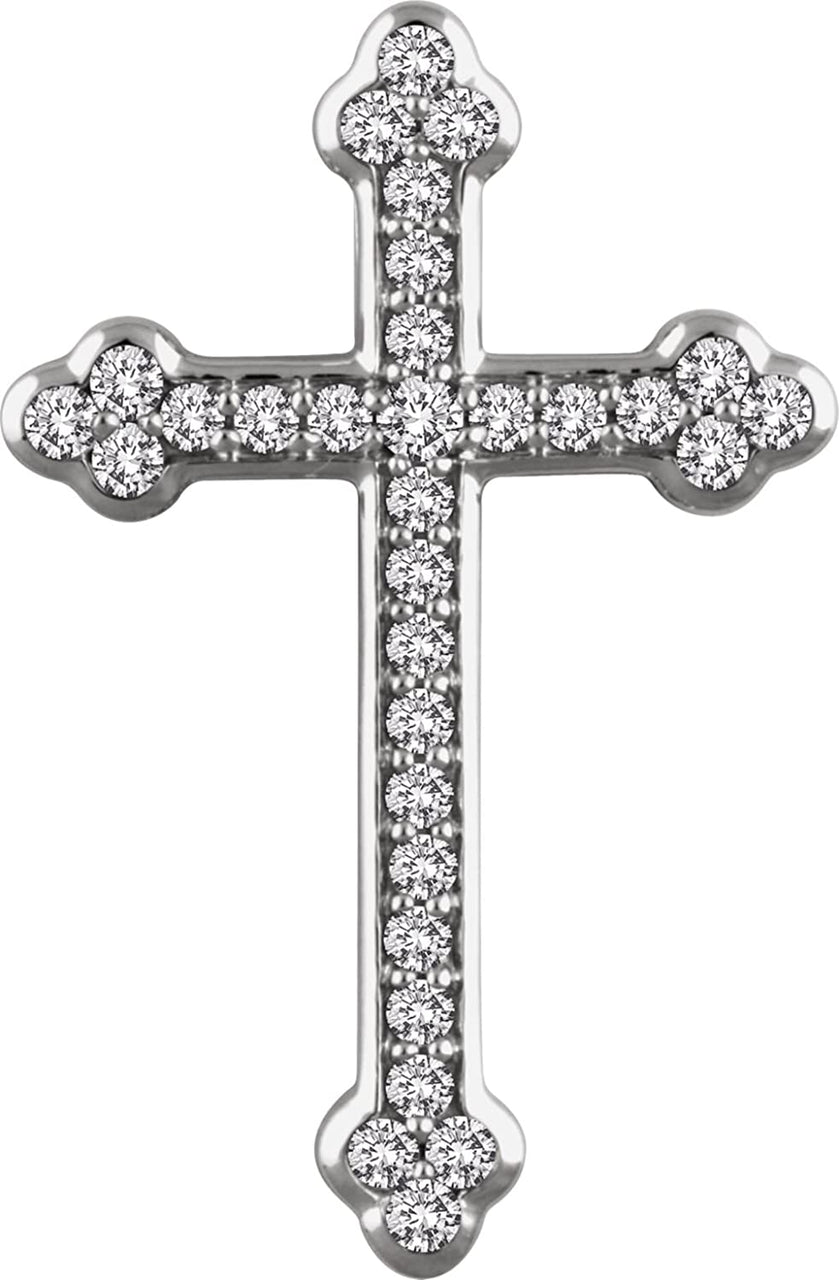 Diamond Botonée Cross Rhodium-Plated 14k White Gold Pendant (.5 Ctw, H+ Color, I1 Clarity)