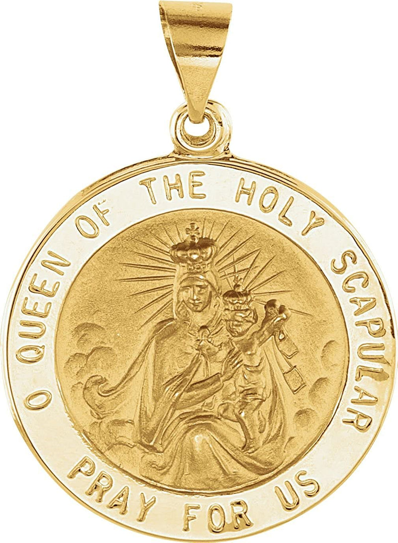 14k Yellow Gold Round Hollow Scapular Medal (14.75 MM)