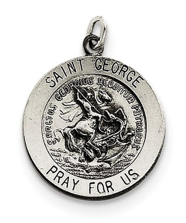 Sterling Silver Antiqued Saint George Medal (25X20MM)