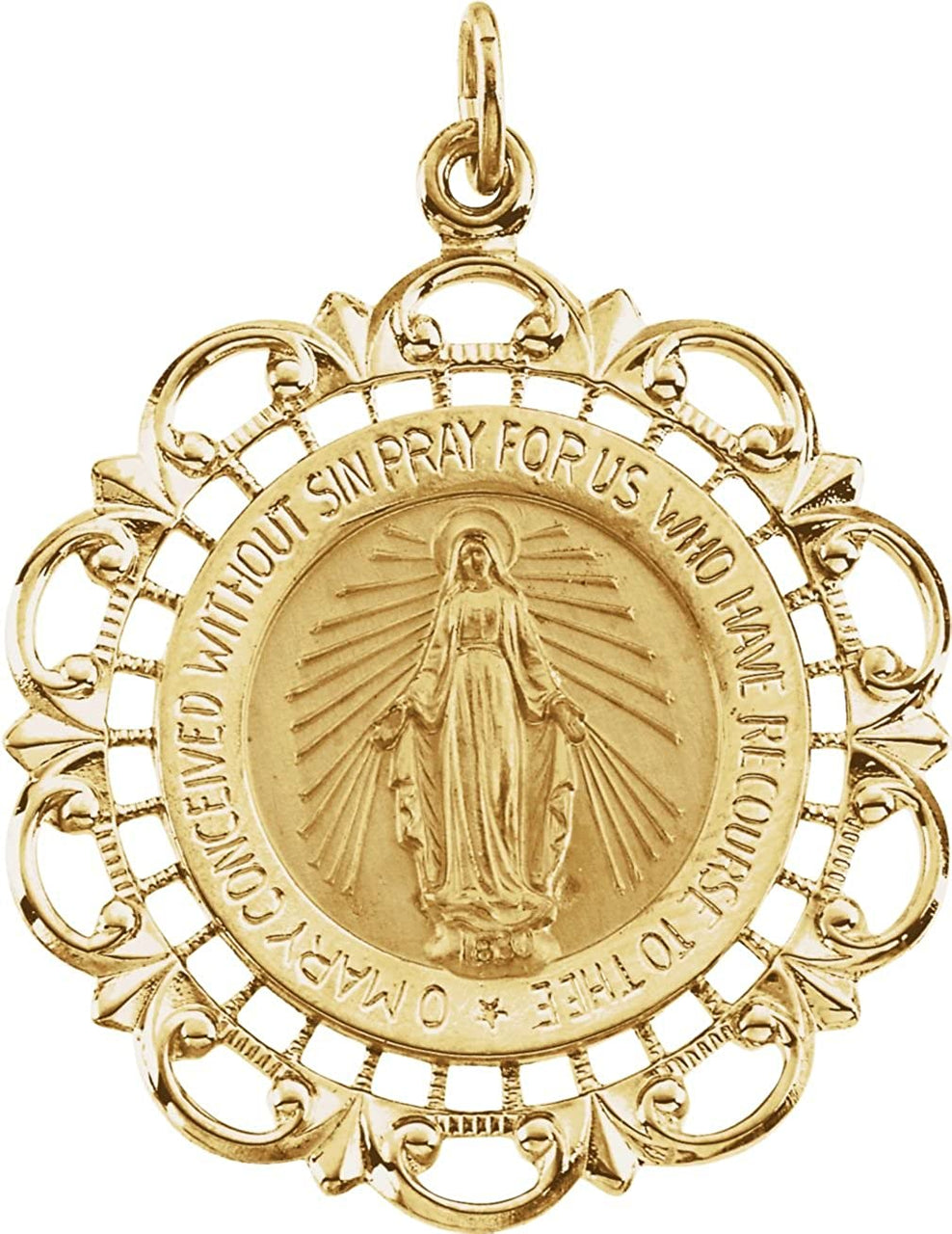 14k Yellow Gold Round Miraculous Medal (20x18 MM)