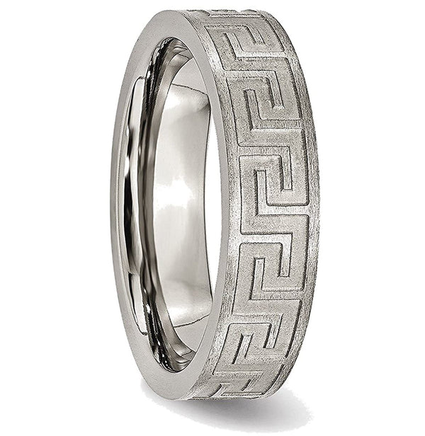 Titanium Greek Key 6mm Comfort Fit Band