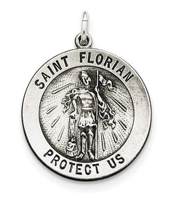 Sterling Silver Antiqued St. Florian Medal (33X25MM)