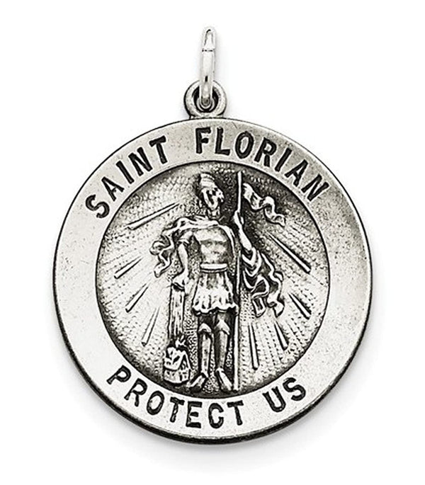 Sterling Silver Antiqued St. Florian Medal (33X25MM)