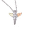 Ave 369 Angel Pendant Necklace, Sterling Silver, 12k Green and Rose Gold Black Hills Gold Motif, 18"