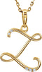 5-Stone Diamond Letter 'Z' Initial 14k Yellow Gold Pendant Necklace, 18" (.03 Cttw, GH, I1)