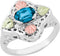 Oval Blue Topaz Quatrefoil Ring, Sterling Silver, 12k Green and Rose Gold Black Hills Gold Motif, Size 8.5