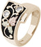 Inlaid Diamond Foliage Antique Ring, 10k Yellow Gold, 12k Green and Rose Gold Black Hills Gold Motif, Size 4.5