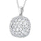 Pave CZ Soft Square Pendant Necklace, Rhodium Plated Sterling Silver, 18"