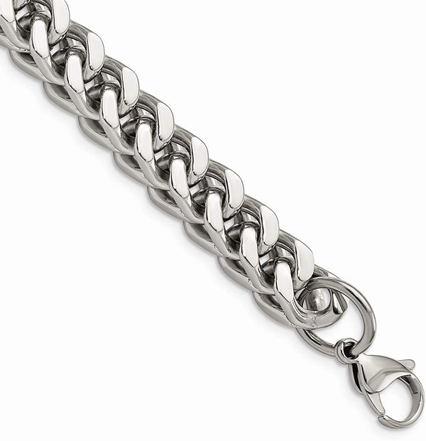 Men's Stainless Steel 10mm Spiga Wheat Chain Bracelet, 9.5 Inches