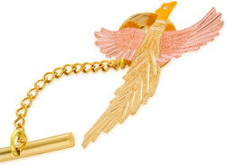Pheasant in Flight Tie Tack, 12k Rose Gold Black Hills Gold Motif