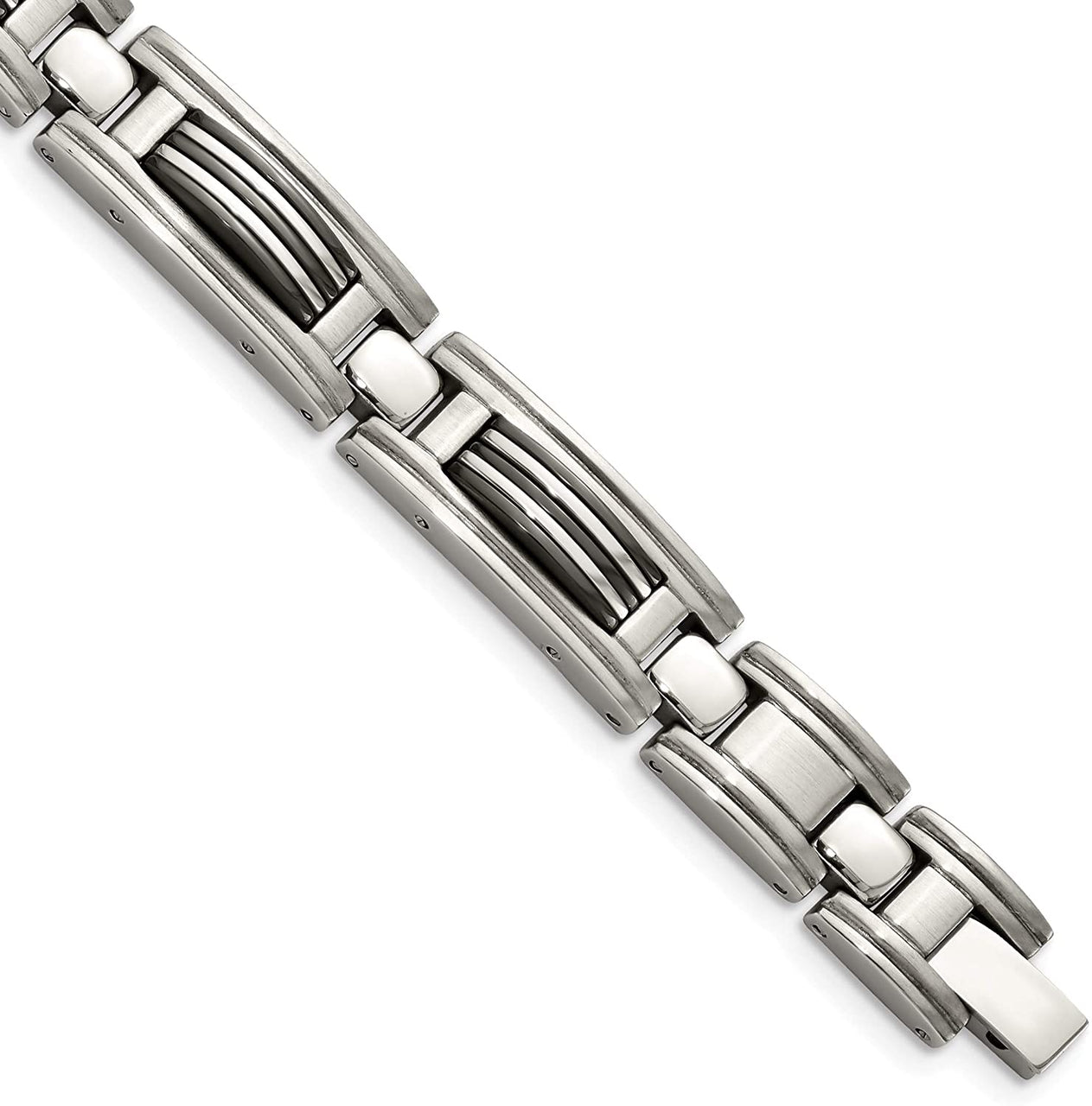 Men's Brushed Stainless Steel 10mm Black IP Bracelet, 8.75 Inches