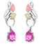 Pear Pink CZ Dangle Earrings, Sterling Silver, 12k Green and Rose Gold Black Hills Gold Motif