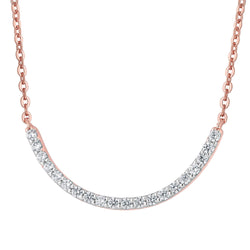 CZ Semi-Circle Bar Necklace, Rose Gold Plated Sterling Silver, 18" Pendant Necklace, Rose Gold Plated Sterling Silver, 18"