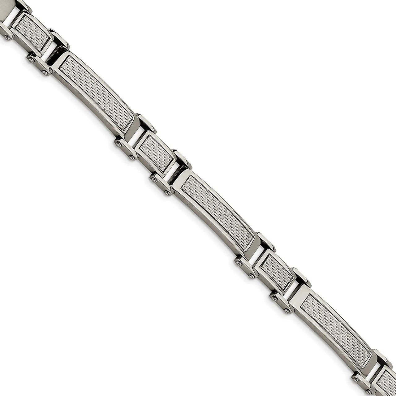 Men's Brushed and Polished Stainless Steel 10 mm Grey Carbon Fiber Inlay Bracelet, 8.25 Inches