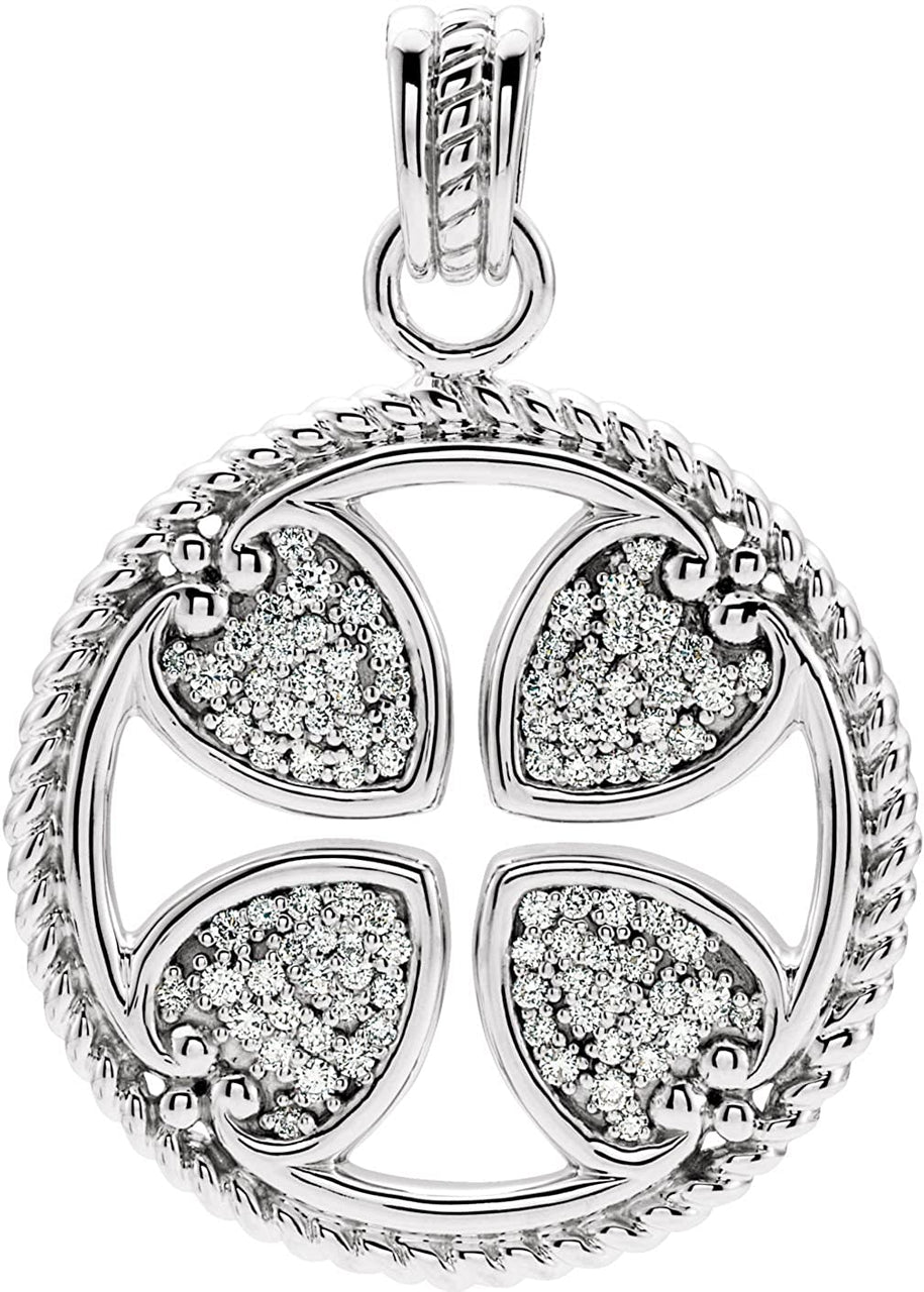 Diamond Maltese Rope Cross 14k White Gold Pendant (GH Color, I1 Clarity, 3/4 Cttw)