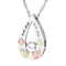 Twinkling Diamond Teardrop Pendant Necklace, Sterling Silver, 12k Green and Rose Gold Black Hills Gold Motif, 18" (.1 Ct)