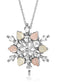 Diamond-Cut Snow Flake Pendant, Sterling Silver, 12k Green and Rose Gold Black Hills Gold Motif, 18"