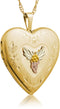 Inlaid Small Heart Locket Pendant Necklace, 10k Yellow Gold, 12k Green and Rose Gold Black Hills Gold Motif, 18"