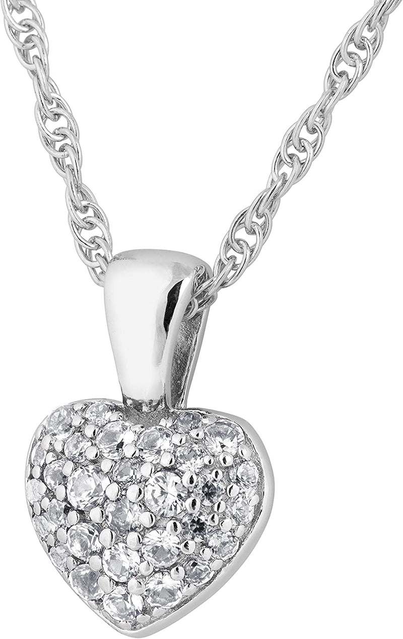 The Men's Jewelry Store (for HER) Pave CZ Heart Pendant Necklace, Rhodium Plated Sterling Silver, 18"