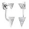 Graduated Diamond Adjustable Hugging Jackets Earrings, Rhodium Plated Sterling Silver