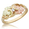 Ave 369 Diamond with Grape Leaves Ring, 10k Yellow Gold, 12k Green and Rose Gold Black Hills Gold Motif (.03 ct)