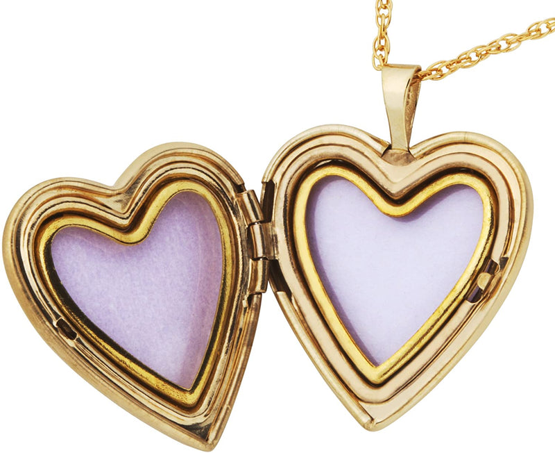 Inlaid Small Heart Locket Pendant Necklace, 10k Yellow Gold, 12k Green and Rose Gold Black Hills Gold Motif, 18"