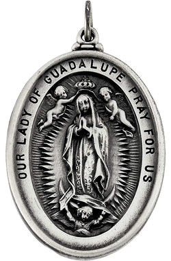 Sterling Silver Our Lady Of Guadalupe Medal (34.25x25.75 MM)